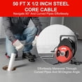 thumbnail image 4 of EastVita 50FT Half an inch-Sewer Snake Drain Cleaner Machine-for 2 to 4 inch Pipes-with Wheels 4 Cutter Foot Switch for Sewer Sink Toilet Bathroom, 4 of 8