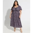 thumbnail image 2 of CASSIE LIZ Plus Size Dresses 2X Summer Midi Womens Sun Dresses Purple Floral Boho Beach Short Sleeve V Neck Loose Fit Spring Party Dresses with Pocket 2XL 18W 20W, 2 of 7