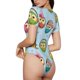 thumbnail image 2 of Balery Cute Cartoon Owls 3 Body de cuello redondo de manga corta para mujer Tops de manga corta Tops básicos-Large, 2 of 7