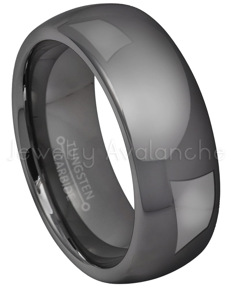 8mm Tungsten Classic Black Dome High Polished Top Men's Wedding Band 