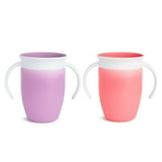 Munchkin® Miracle® 360° Trainer Sippy Cup with Handles, Spill Proof, 7 oz, Pink/Purple, Unisex, 2 Pack