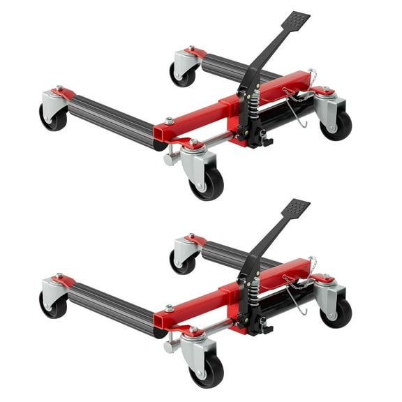 Ladcaser Hydraulic Car Dolly Set of 2, 3000 LBS Capacity Vehicle Wheel Dolly with Hydraulic Foot Pump, Heavy Duty Tire Skate Jack for Car, Boat, Truck, RV Trailer