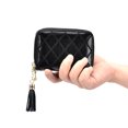 thumbnail image 5 of HAWEE RFID Credit Card Wallet for Women Accordion Genuine Leather 15 Slots Case Card Holder Tassel Pendant, Black, 5 of 6