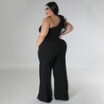 thumbnail image 5 of AURA Women Plus Size One Shoulder Jumpsuit Wide Leg High Waist Casual Outfit Summer Elegant Romper, 5 of 7