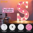 thumbnail image 4 of Luces LED con letras en forma de marquesina Pooqla, rosa con purpurina, alfabeto A, 4 of 7
