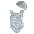 thumbnail image 1 of Girl Swimsuit Blue One Piece Swimsuit Teens Quick Drying Kids Bathing Suits 6-7 Years, 1 of 2