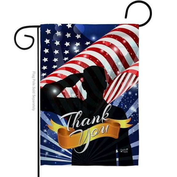 Angeleno Heritage G135004-BO 13 x 18.5 in. Thank You Garden Flag with Armed Forces Service Double-Sided Decorative Vertical Flags House Decoration Banner Yard Gift