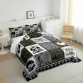 thumbnail image 3 of YST Kids Happy Camping Comforter Set Queen,Rustic Rv Camper Bedding Set for Bunks Travel Trailer,Green Buffalo Plaid Patchwork Quilt Bed Set Pine Tree Deer Christmas Comforter Set 3Pcs, 3 of 5