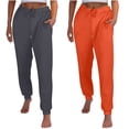 thumbnail image 3 of 2 Pack Sweatpants For Women Casual Solid Color With Fleece Thickened Running And Sportswear Fitness Orange Training Joggers S-3XL, 3 of 9