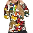 thumbnail image 5 of Yiaed Retro Floral Butterfly Print Womens Casual Hoodies Crew Neck Long Sleeve Sweatshirts With Pocket Pullover Tops Women's Hooded Sweatshirt-X-Large, 5 of 5
