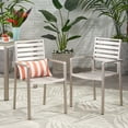 thumbnail image 3 of Noble House Cape Coral Outdoor Aluminum Dining Chair in Silver (Set of 2), 3 of 8