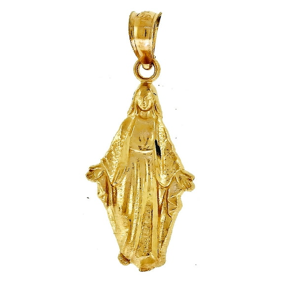 10k Yellow Gold Mens Women Our Lady Of Guadalupe Religious Charm Pendant 25.2x10.60mm Wid Necklace for Men