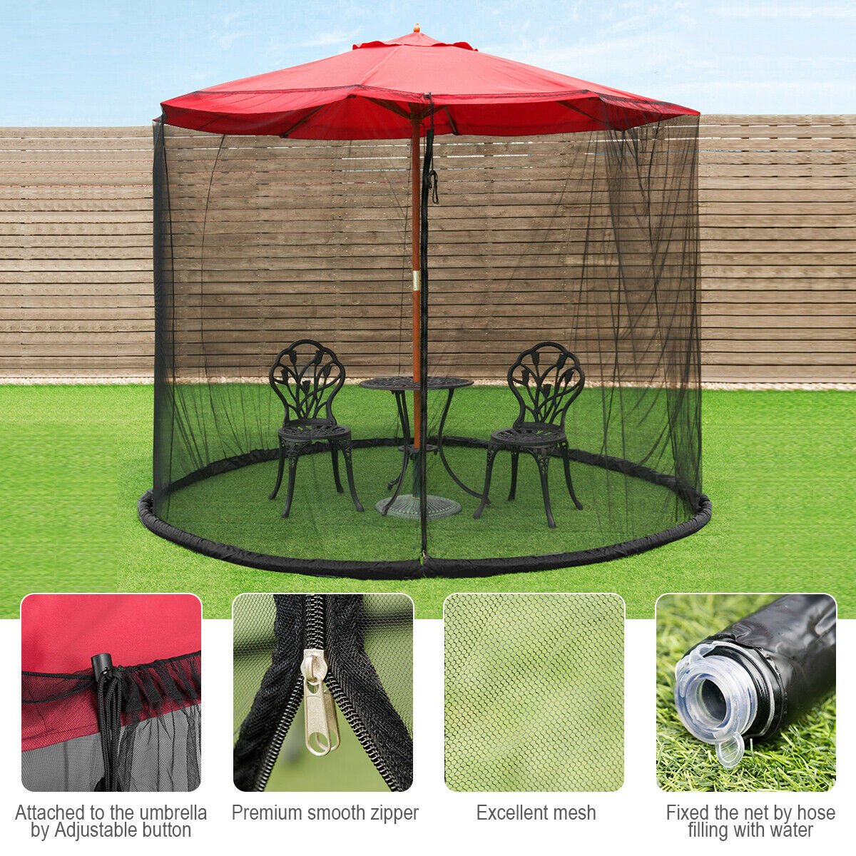 Gymax 9 10ft Umbrella Table Screen Cover Mosquito Bug Insect Net Outdoor Patio Netting Walmart Canada