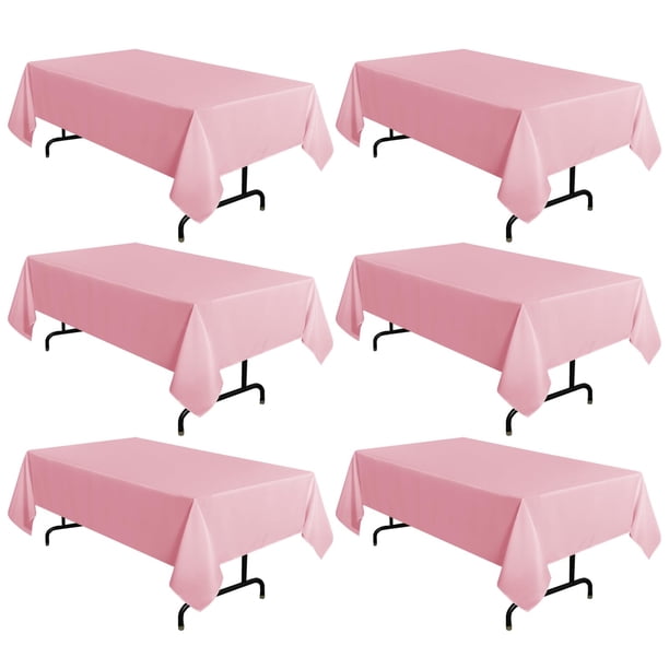 Mantel de poliéster rosa sancua de 152 x 259 cm para mesa de 6 pies