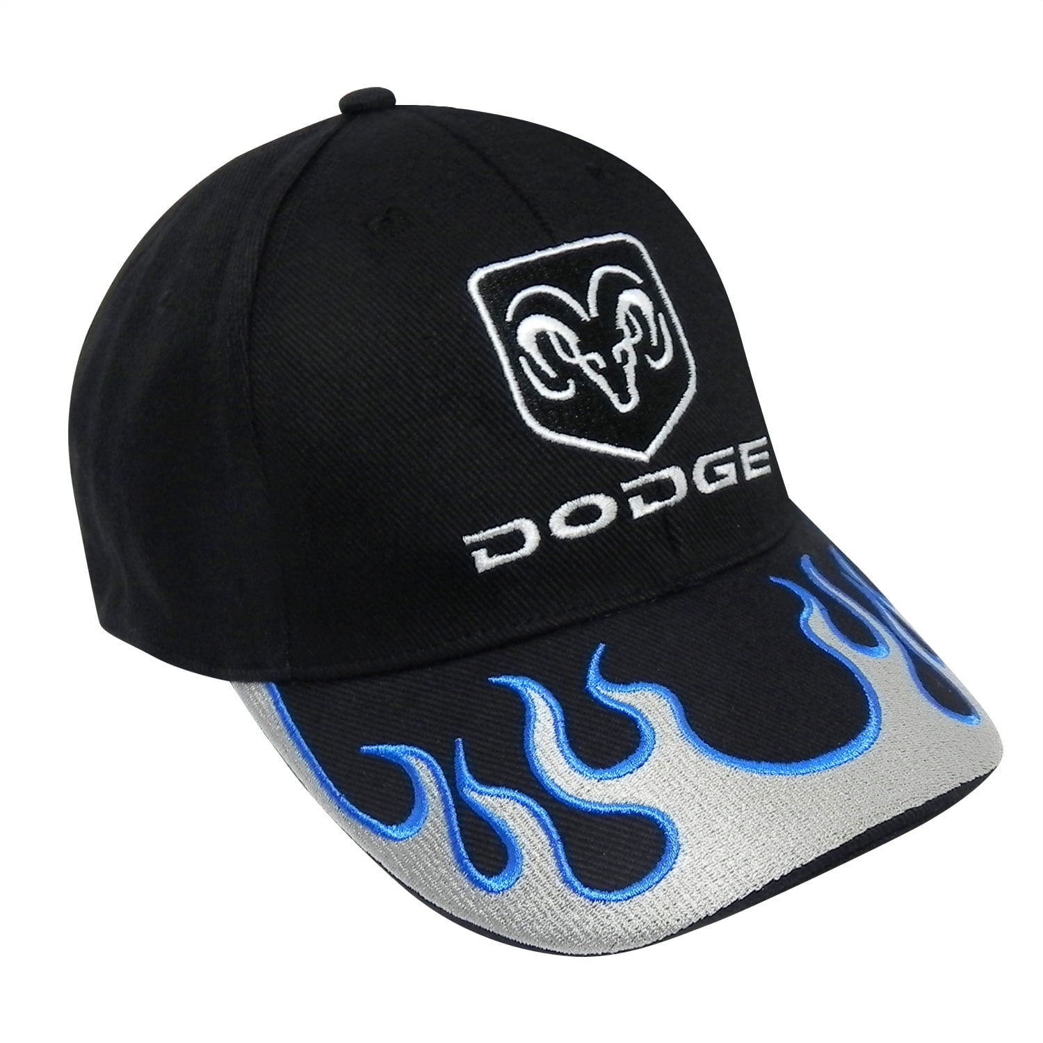 Dodge RAM Blue Hot Rod Flame Black Baseball Cap