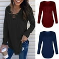 thumbnail image 5 of Autumn and Winter American Fashion Solid Color V-neck Straps Loose Upper T-shirt, 5 of 8