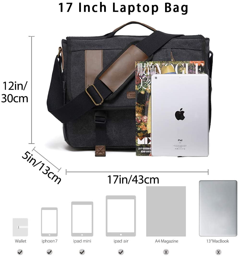 Mens Messenger Bag, 17 Inch Laptop Bag 