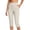 White, variant on Ynynloco Women's Capris Pull-On Stretch Straight Leg High Waist Casual Button Cropped Dress Pants with Pockets for Golf Yoga Office Work