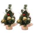 thumbnail image 1 of 2Pcs Mini Christmas Tree Versatile  Tree Ornament with Balls And Bows for Desktops Cabinets Bedrooms Decor, 1 of 10