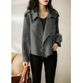thumbnail image 2 of utcoco Women Cropped Open Front Wool Coats Notched Lapel Jackets, 2 of 4