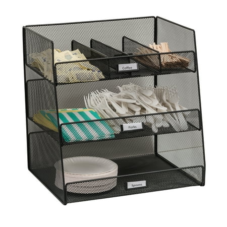 Room Divider In Store 3293BL Onyx Three large Compartments & Three Removable/Adjustable Dividers Break Room Black Organizer ()