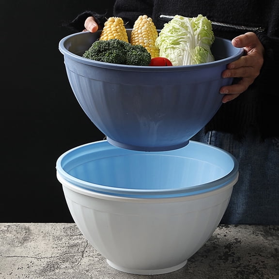 VMWMSSR Large Plastic Salad Bowl, Durable Mixing Bowls Reusable Serving Bowl For Salads, Fruits, Meal Prep & Parties(Multicolor-One Size)