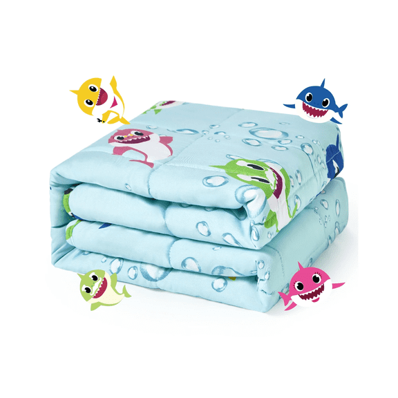 Shark Kids Weighted Blanket, 36x48 Inches, Light Blue, Calming