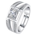thumbnail image 1 of 1pc Stylish Men Finger Ring Simple Copper Male Ring Couple Wedding Ring (White), 1 of 9