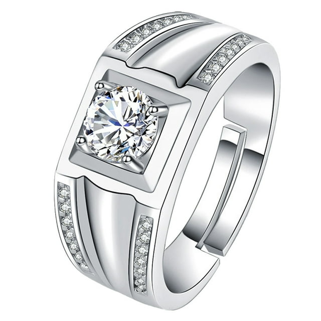 1pc Stylish Men Finger Ring Simple Copper Male Ring Couple Wedding Ring (White)