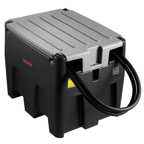 VEVOR Portable Diesel Tank, 58 Gallon Capacity & 10 GPM Flow Rate, Gas Fuel Tank with 12V Electric Transfer Pump and 13.1ft Rubber Hose, PE Diesel Transfer Tanks for Easy Fuel Transportation, Black