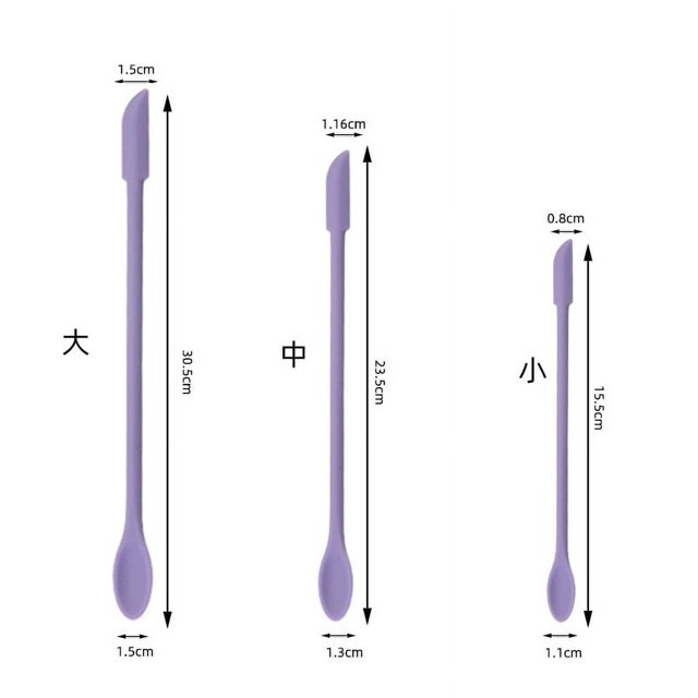 Mini raspador de silicona de doble cabeza con punta pequeña para productos de cuidado de la piel, juego de 3 piezas