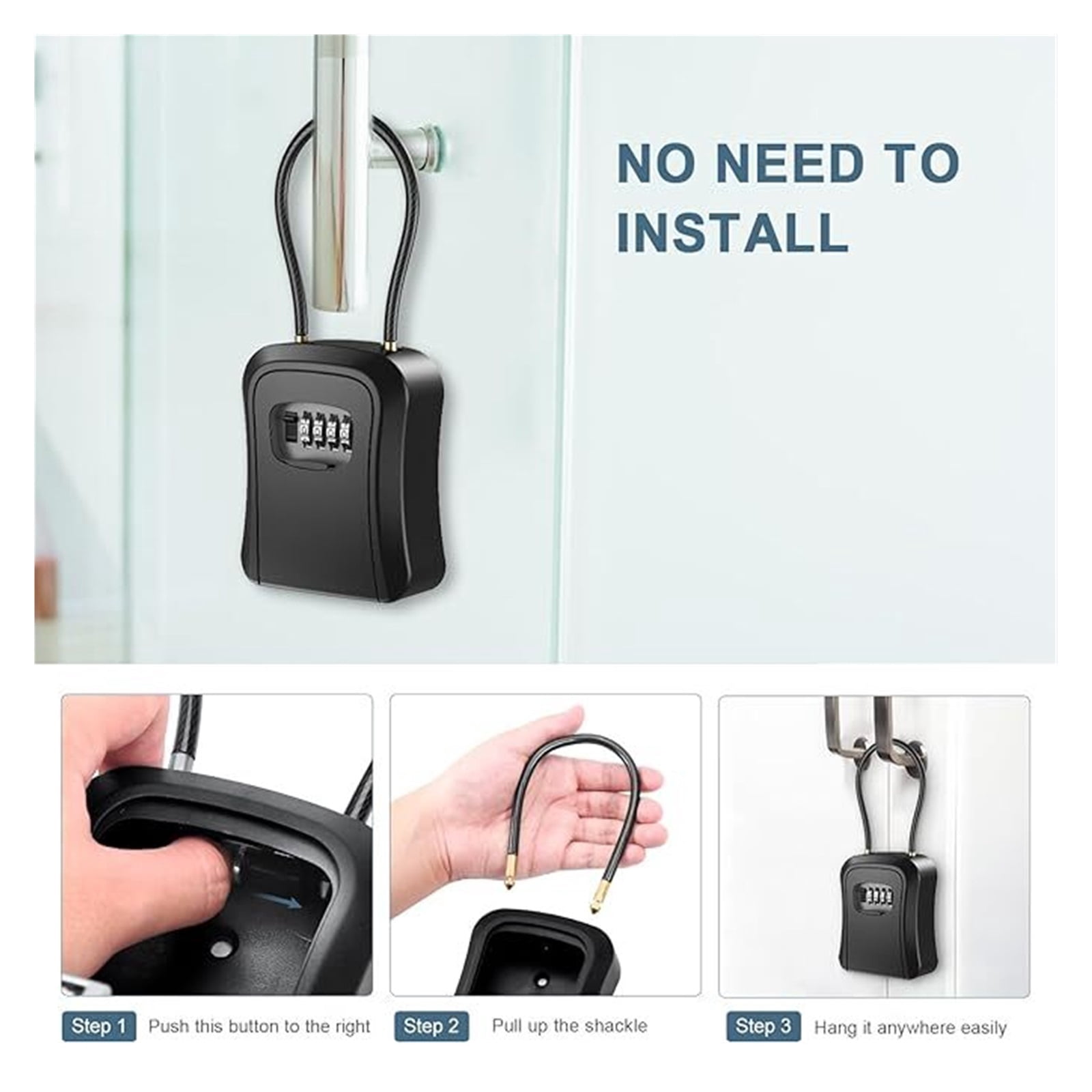 Key Lock Box for Outside 4 Digit Code Security Safe Box for House Keys Spare Keys Storage ,Compact Design