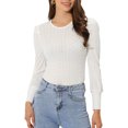 thumbnail image 1 of Unique Bargains Femmes Col Rond Hallowe Casual Slim Fit Tops Chemises à Manches Longues Blanc S, 1 of 5
