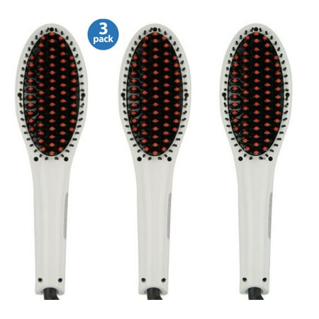 3 Pack Platinum Hair Straightening Brush -ION heating technology, Temperature Control