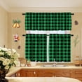thumbnail image 3 of 3-Piece Buffalo Check Tiers and Valances Set Green and Black Farmhouse Kitchen Window Curtain Rod Pocket Window Treatment Decor Curtain 3, 3 of 5