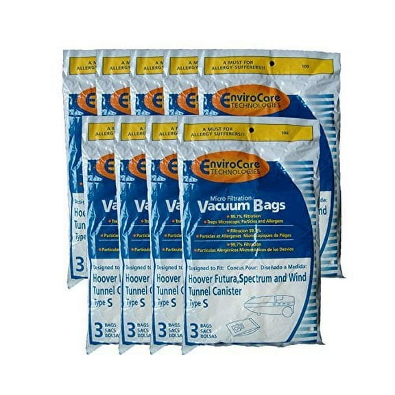 27 Compatible with Hoover Windtunnel Allergy Vacuum Type S Bags, Futura, Spectrum, Power Max Vac