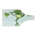 thumbnail image 1 of Animal Cutting Board, Little Frog on Branch of the Tree in Rainforest Nature Jungle Life Art Earth, Tempered Glass Cutting and Serving Board, Wine Bottle Shape, Green White Yellow, by Ambesonne, 1 of 1