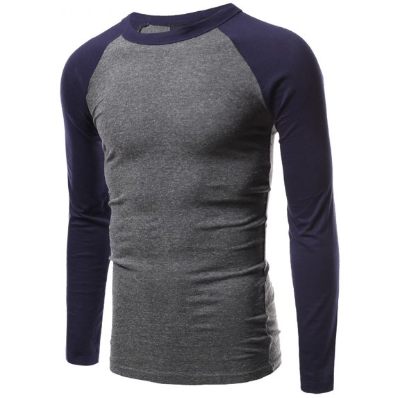FashionOutfit Men's Long Sleeve Raglan Roundneck Baseball T-shirt Tops