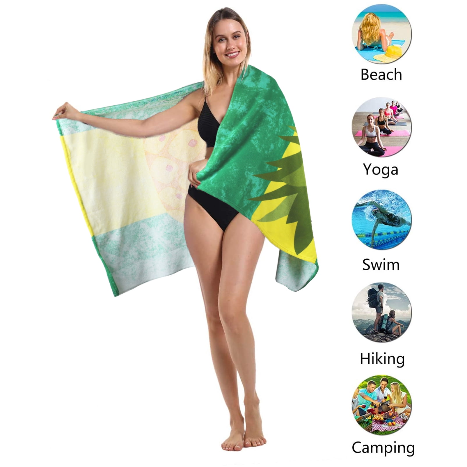 6 Pack Microfiber Beach Towel , 72' x 36 ' Oversized Extra Large Fast QuIck Dry Sand Free Lightweight Proof Mat Camp Big Towels for Adults Men Women Mom Dad Funny Gift - Tropical Flamingo - Turtle