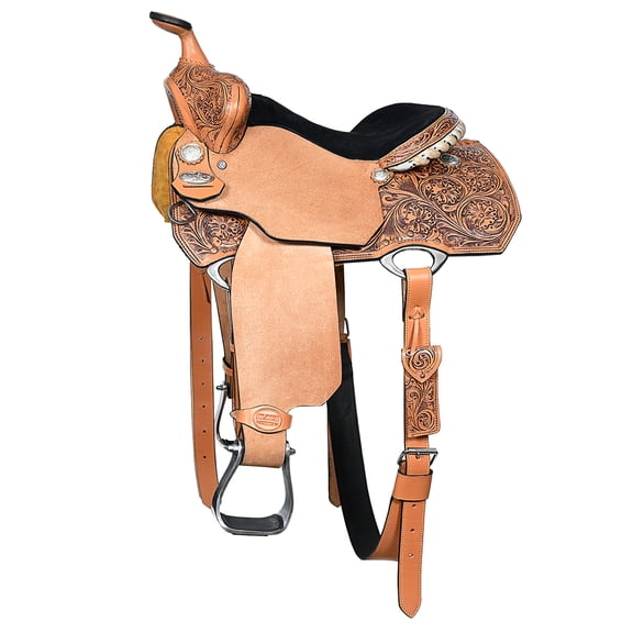 16 In HILASON Western Horse Saddle Ranch Roping Roper American Leather Tan