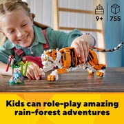 LEGO Creator 3 in 1 Majestic Tiger Building Toy - Build & Display Set for Kids, Girls & Boys, Ages 9+ Birthday Gift Idea - Create a Tiger, Panda, or Koi Fish - 31129