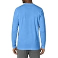 thumbnail image 3 of GrmtClth Loose Cut Crew Neck Solid Long Sleeve Pullover Shirt, Casual Weekend Hiking Trip Outdoor Vacation Basic Tops Light Blue L, 3 of 4