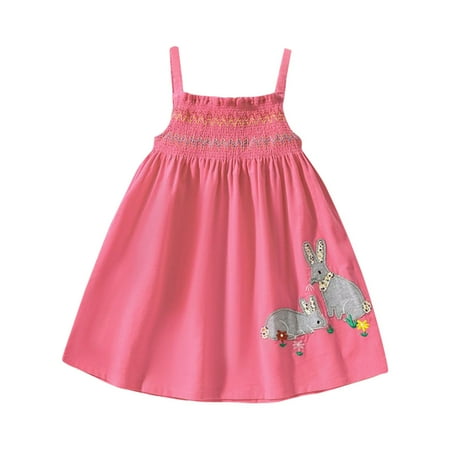 

TAIAOJING Girls Dresses Summer New Clothing Skirt Girl Love Dress Knitted Cotton Cartoon With Sleeveless Princess Dresses