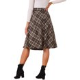 thumbnail image 4 of INSPIRE CHIC Women's Plaid Skirts Belted High Waist A-Line Mid-Length Skirts XS Khaki, 4 of 7