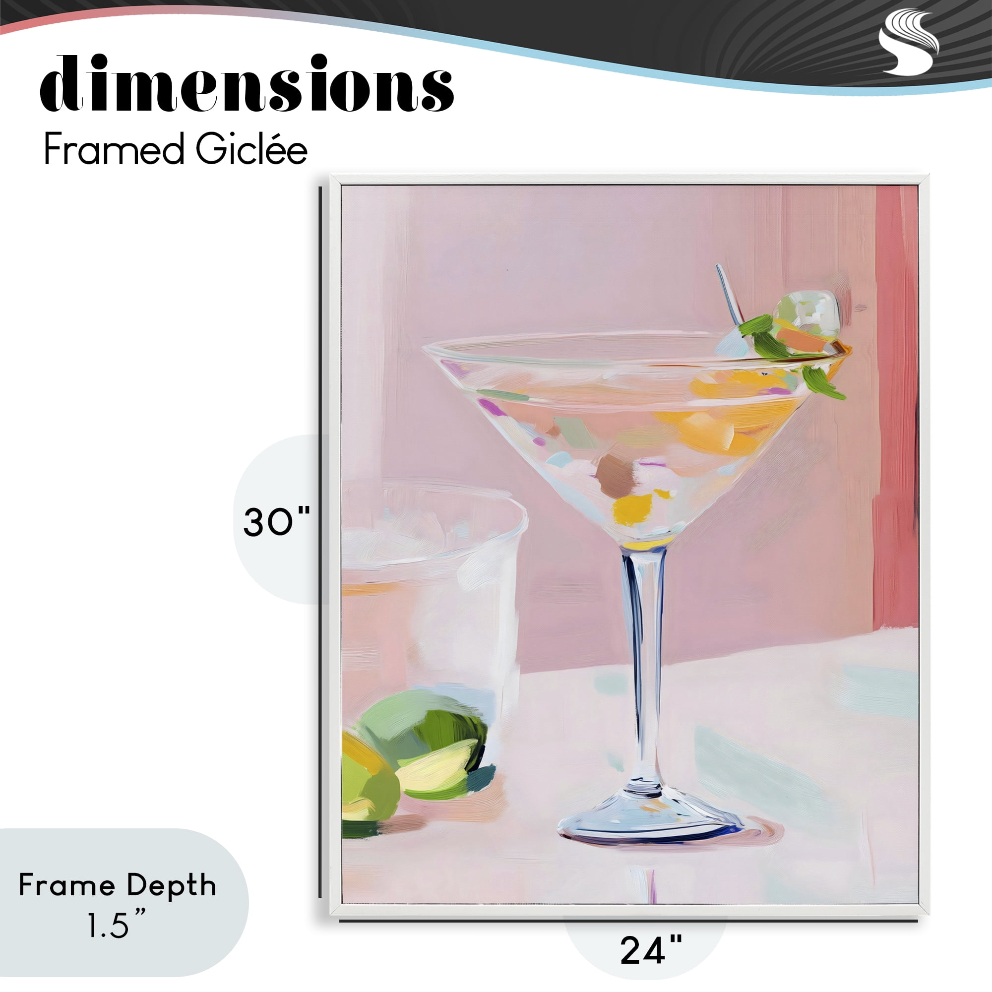 Stupell Industries Pink Martini Bar with Lime White Framed Giclee Art, design by The Prints Vibe