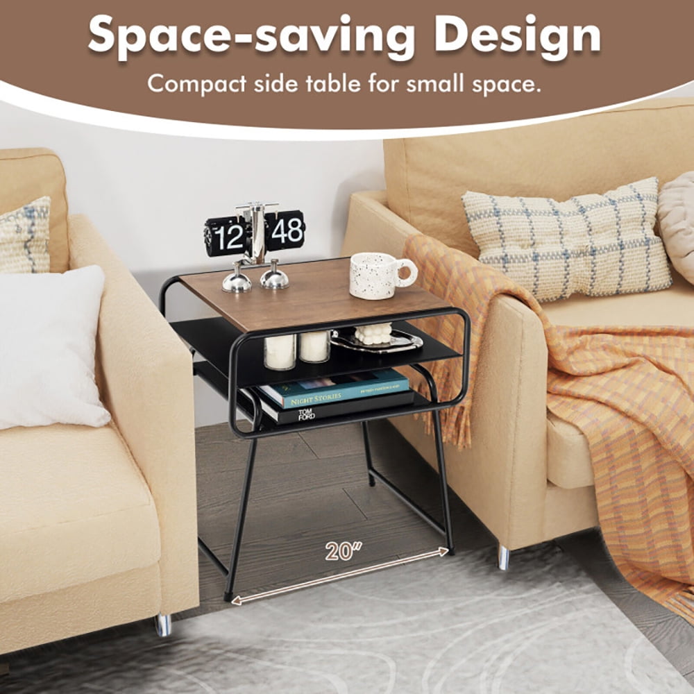 Finihen End Table, 3-tier Compact Side End Table with Storage Shelf, Sofa Side Table, Bed Side Table, for Living Room, Bedroom, Coffee Finihen End Table, 3-tier Compact Side End Table with Storage Shelf, Sofa Side Table, Bed Side Table, for Living Room, Bedroom, Coffee