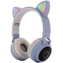 Timoom Kids Bluetooth 5.0 Cat Ear Headphones Foldable On-Ear Stereo Wireless Headset with Mic LED Light and Volume Control Support TF Card Aux in Compatible with Smartphones PC Tablet