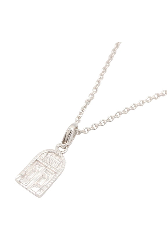 Pre-Owned Chanel CHANEL Door Motif Necklace, 18KWG (White Gold) Silver Tone, for Men and Women