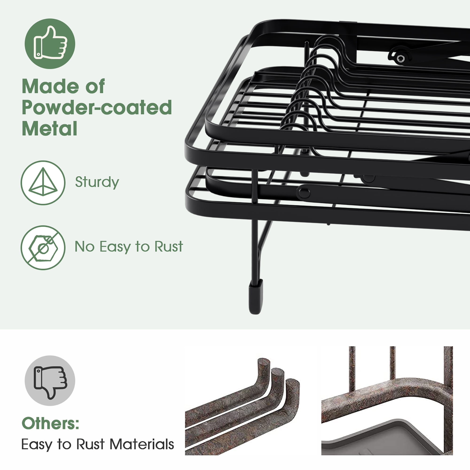 2-Tier Detachable Dish Drying Rack with Cutlery Holder - Costway
