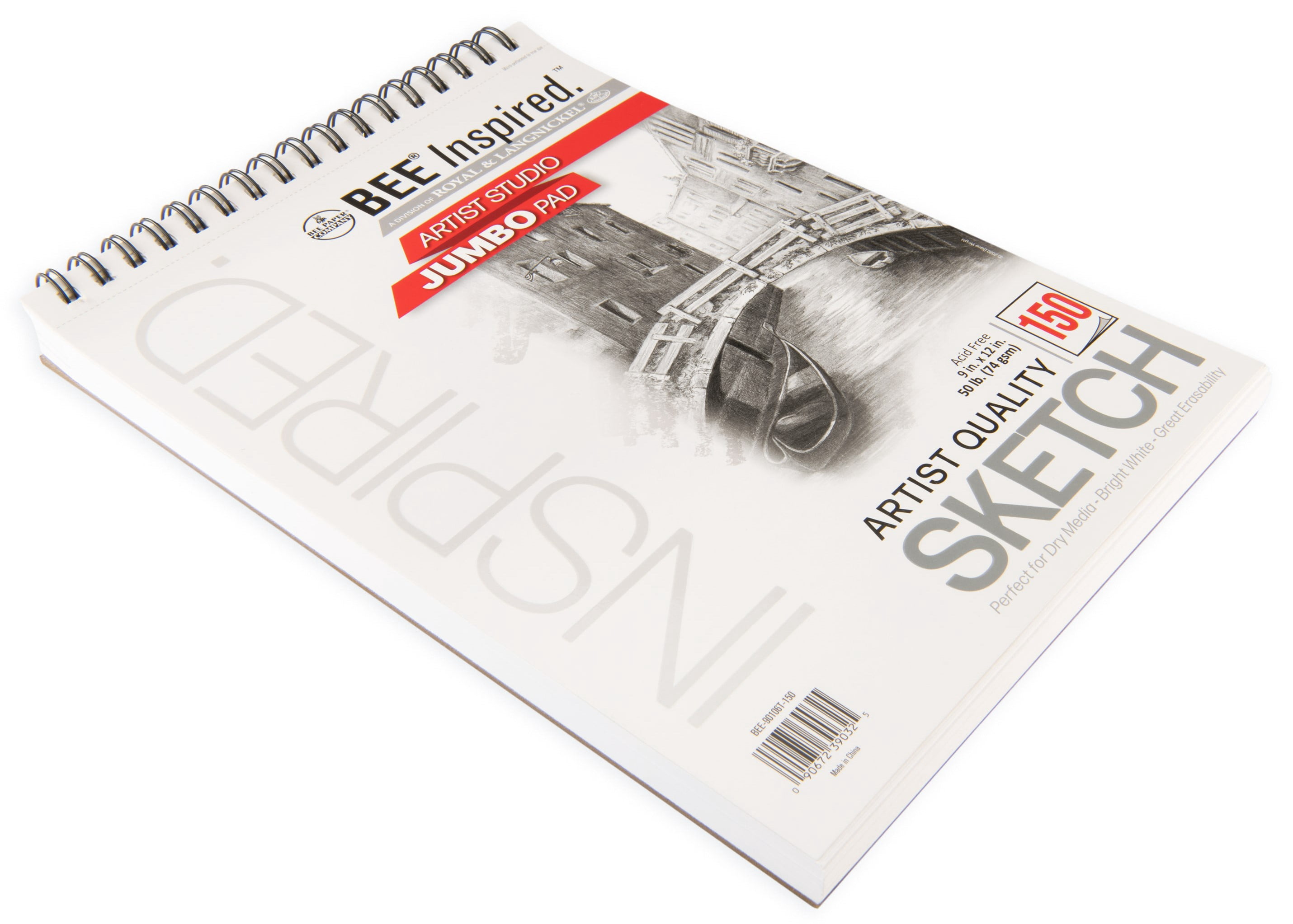 Bee Paper - Bee Inspired 9"x12" Studio Sketching Paper Pad, 150 Sheets, Top Wire, 50lb. 74GSM